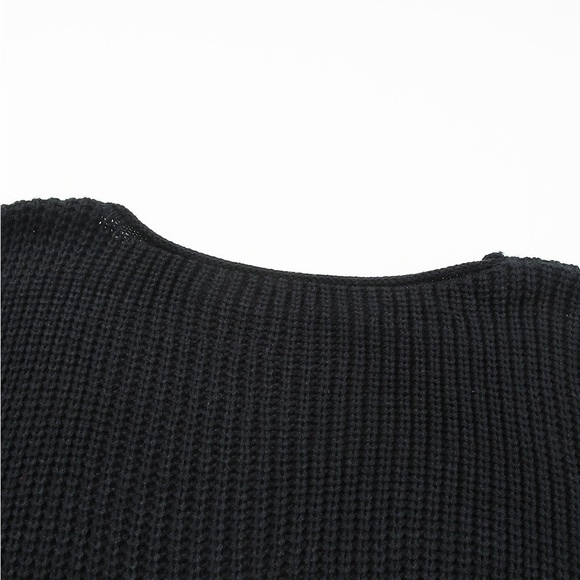 Black Floral Crochet Bell Sleeve Loose sweater Bohemian Blouse - Picture 11 of 16